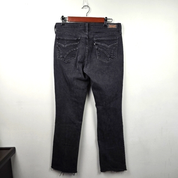 LEVI'S 505 Straight Leg Raw Hem Jean Pants Black Denim Womens Size 8 - Picture 6 of 15